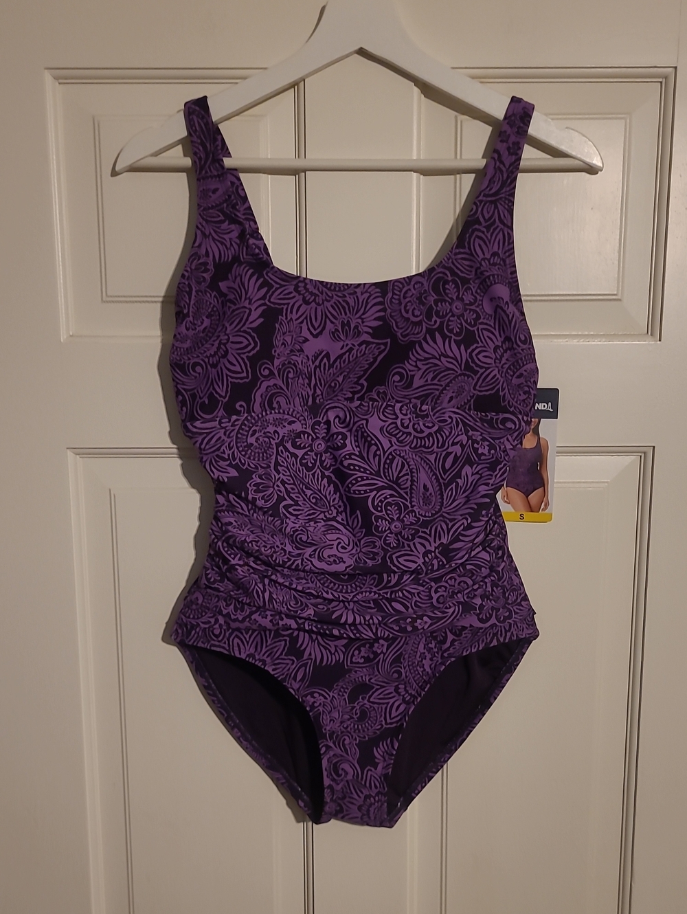 Lands' End Purple Paisley One-Piece Swimsuit NWT Size S